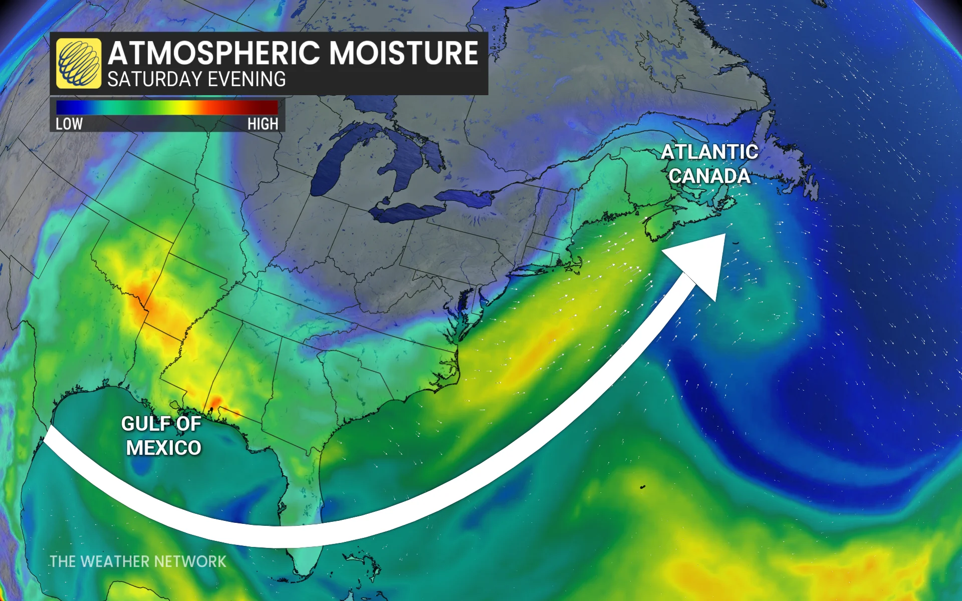 Baron - Atlantic Canada atmospheric moisture Saturday evening - April 24