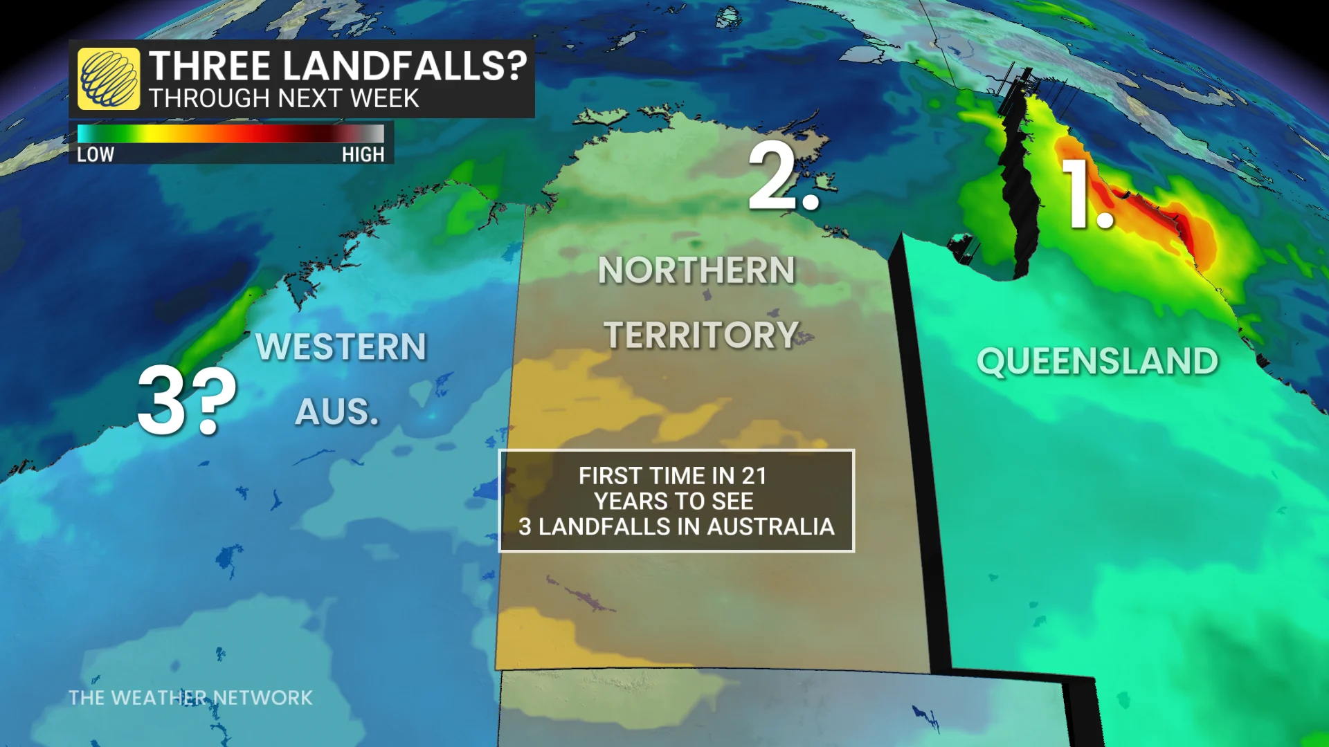 Cyclone Narelle three landfalls?