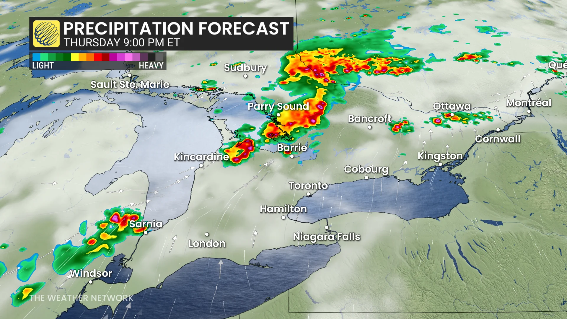 Baron - Ontario precipitation Thursday 9 pm - July 24