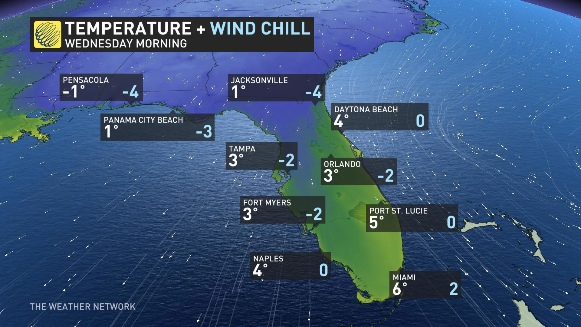 FL wednesday morn temps