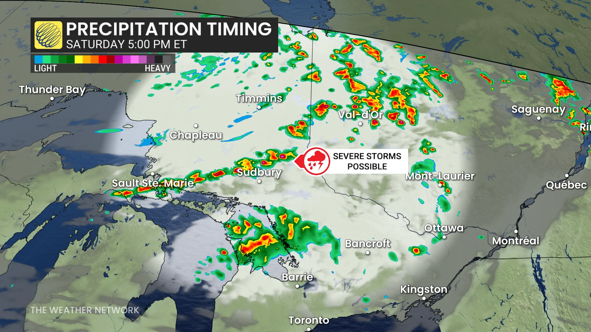 Ontario Saturday evening forecast storms - June 13, 2026