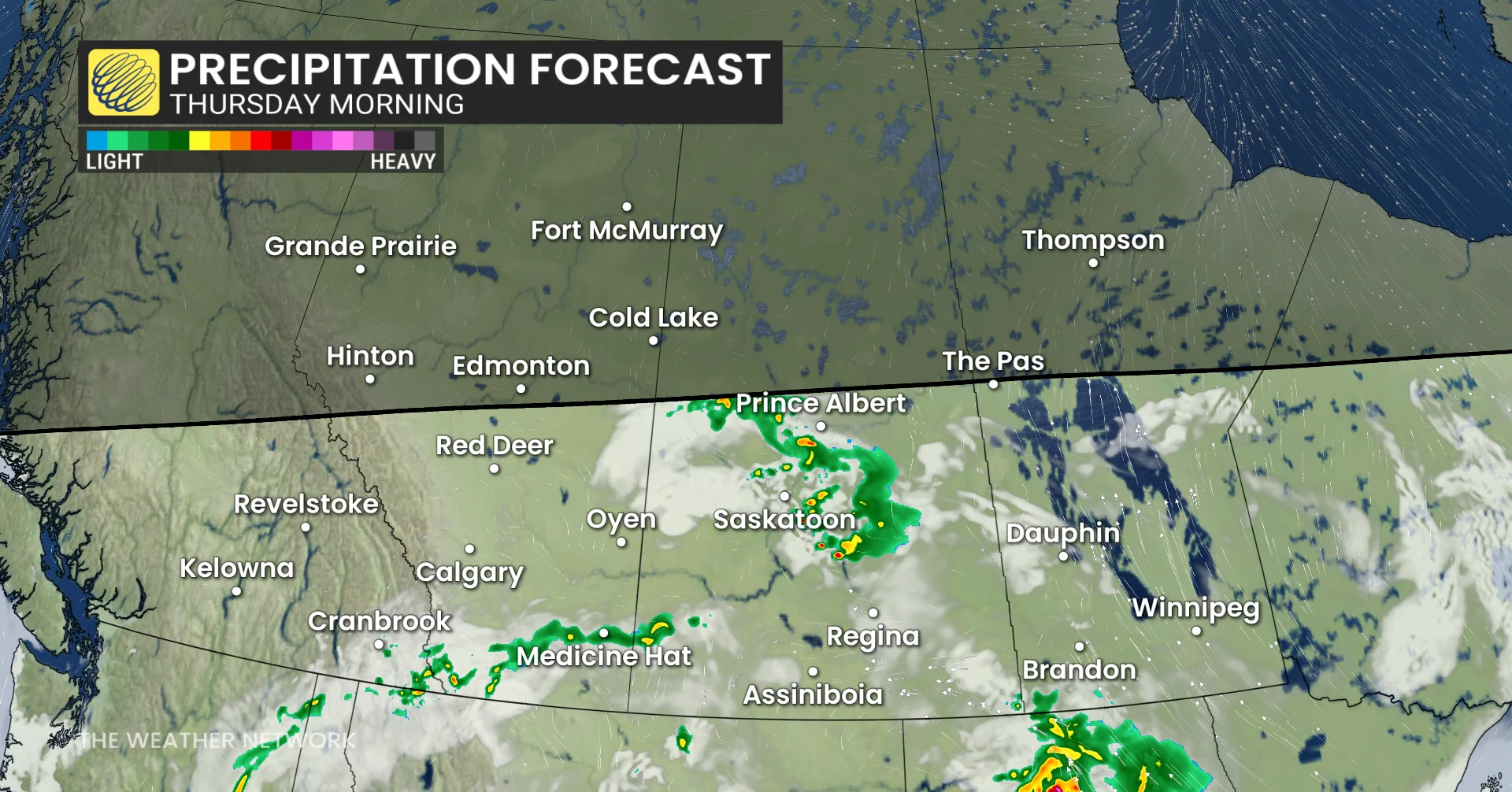 Prairies precipitation timing Thursday morning