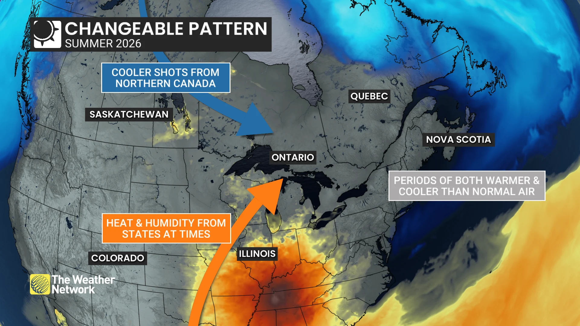 2026 NATIONAL SUMMER FORECAST: Eastern Canada changeable temperatures