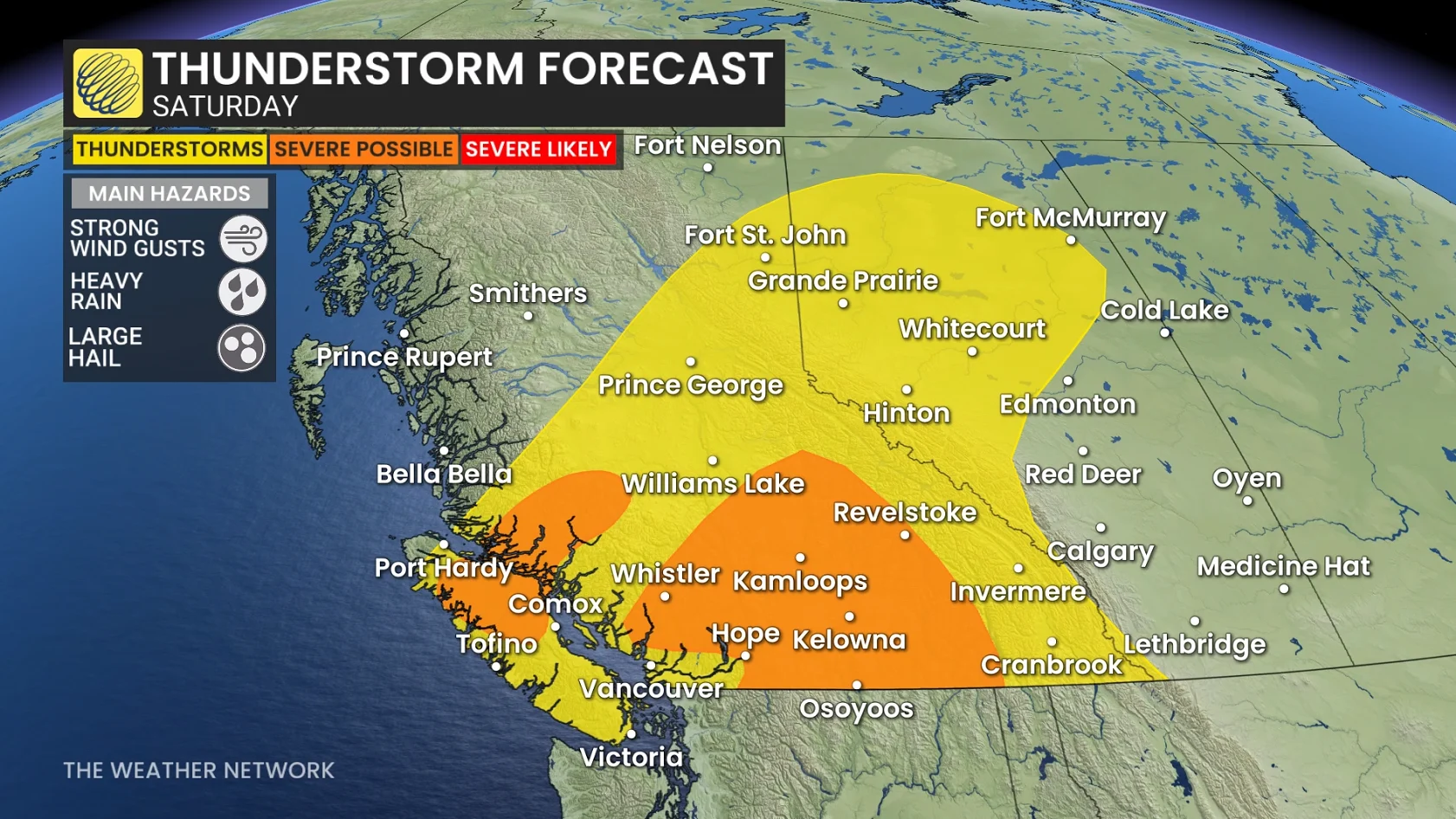 BC Thunderstorm Forecast Saturday