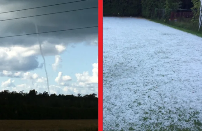 PHOTOS: Waterspout spotted in southern Ontario as hail blankets lawns