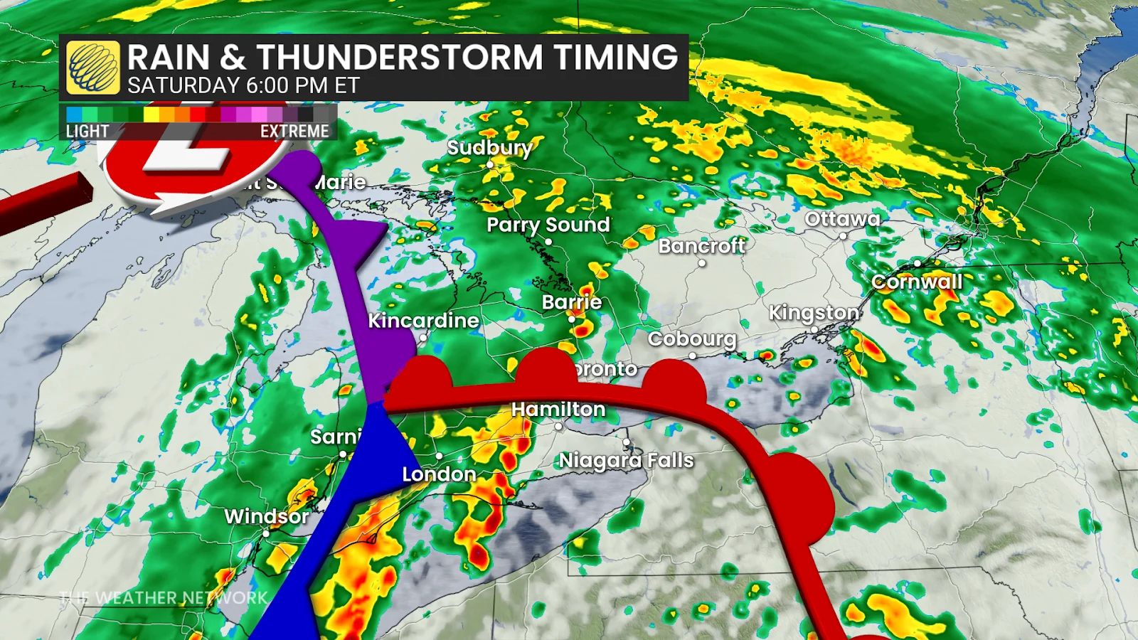 Southern Ontario Saturday evening storm forecast - April 4, 2026