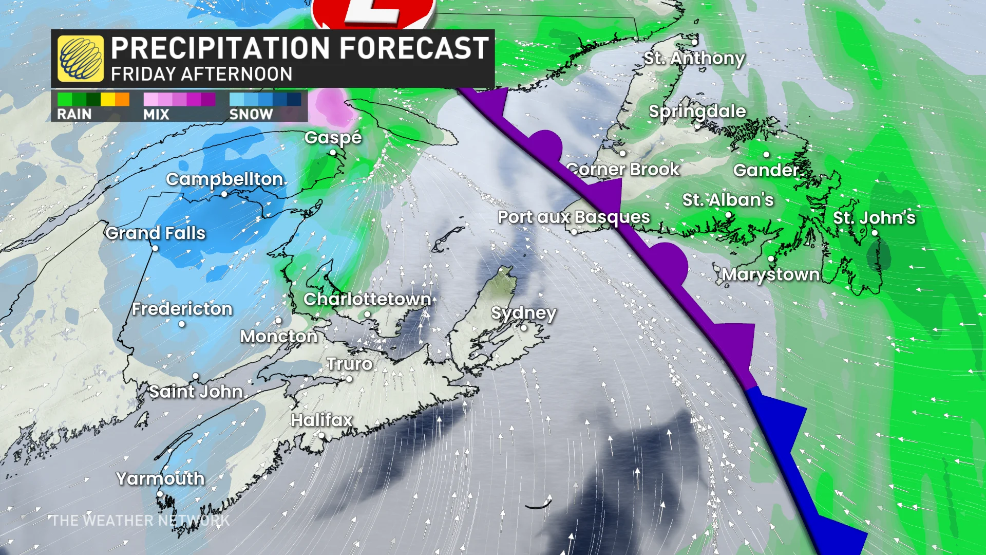 Baron - Friday afternoon precipitation Atlantic Canada - Mar5