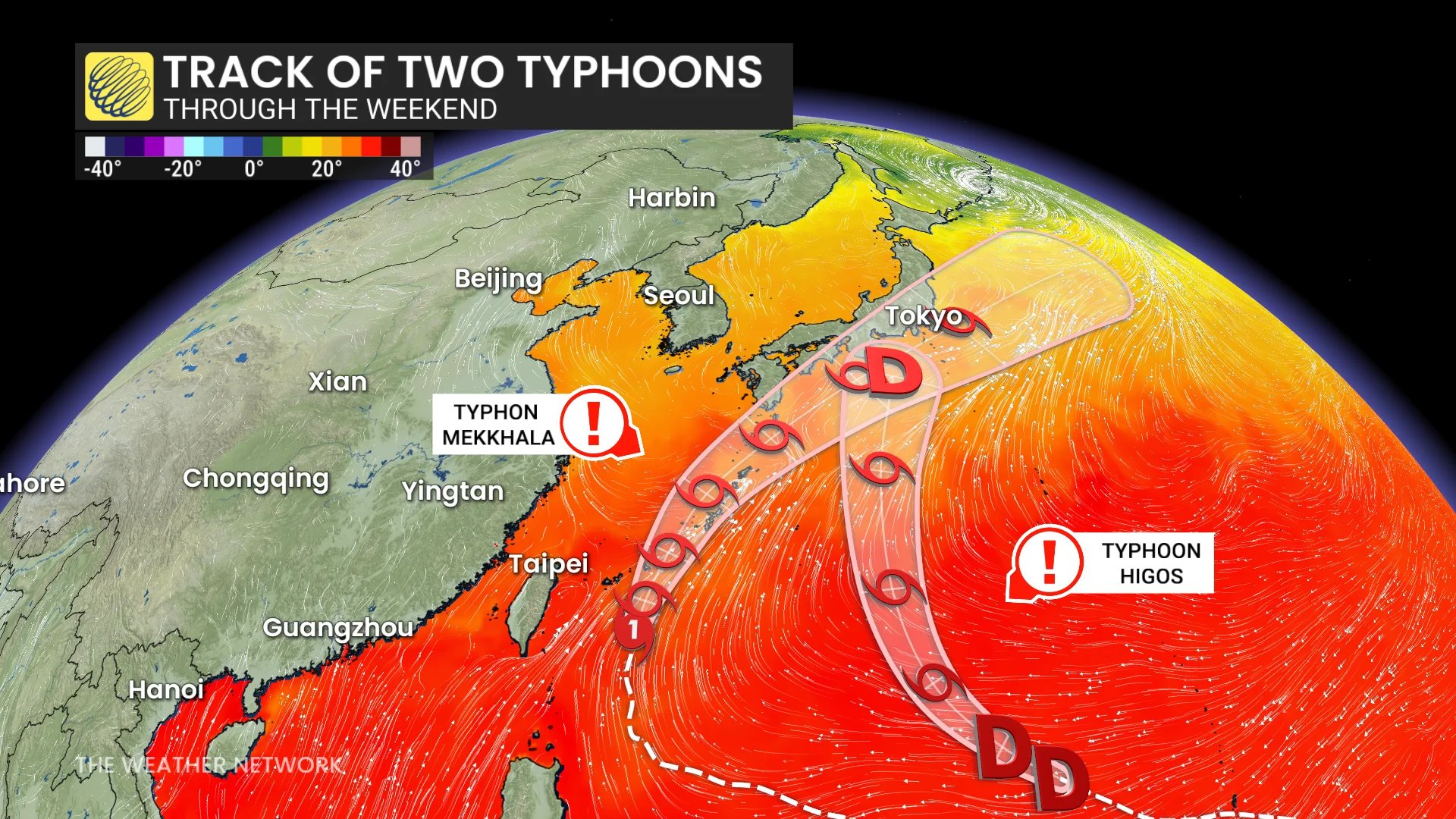Typhoons tracking through Japan this weekend