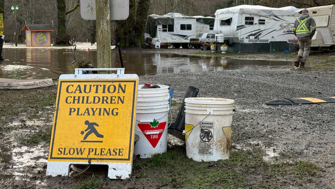 Maple Pool Campground, Flood, Flooding, B.C., Comox Valley, January 31, 2026. (Maryse Zeidler/CBC)