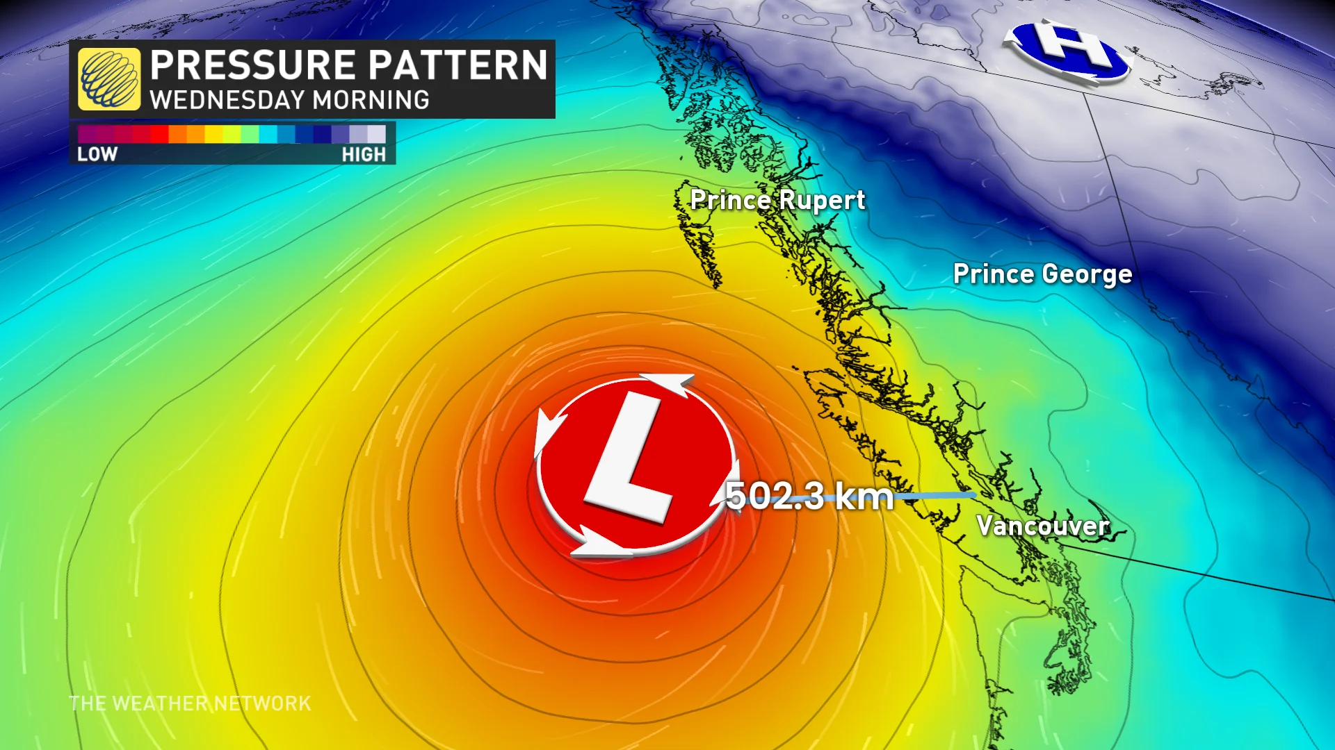 B.C. pressure pattern Wednesday AM