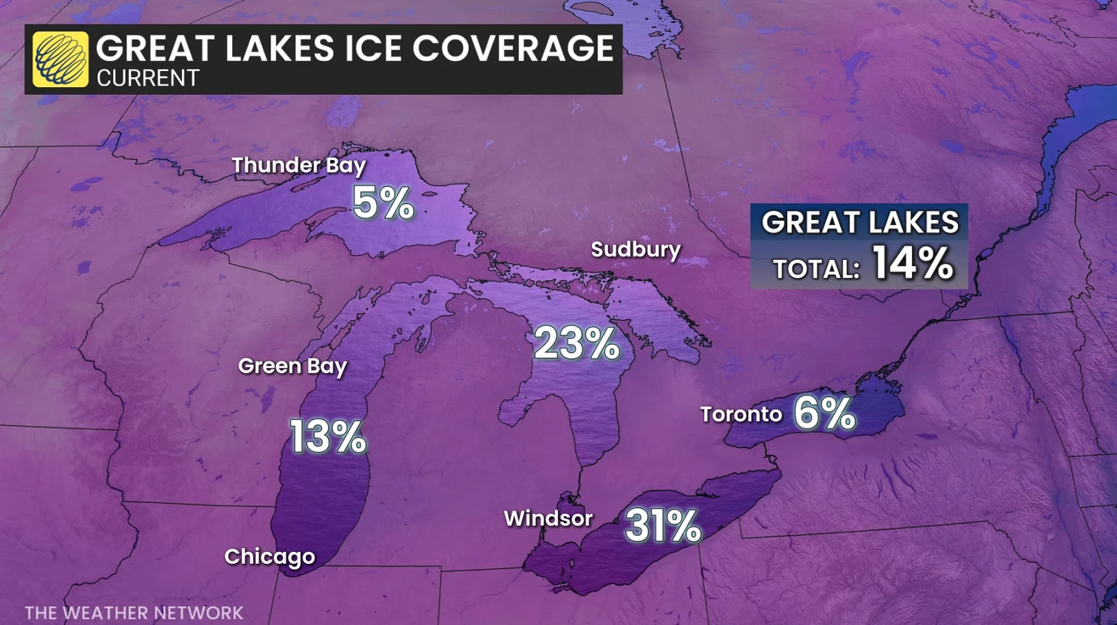 Great Lakes ice coverage (Jan. 18)