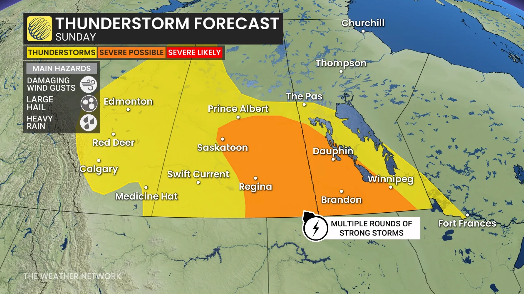 Prairies thunderstorm forecast Sunday
