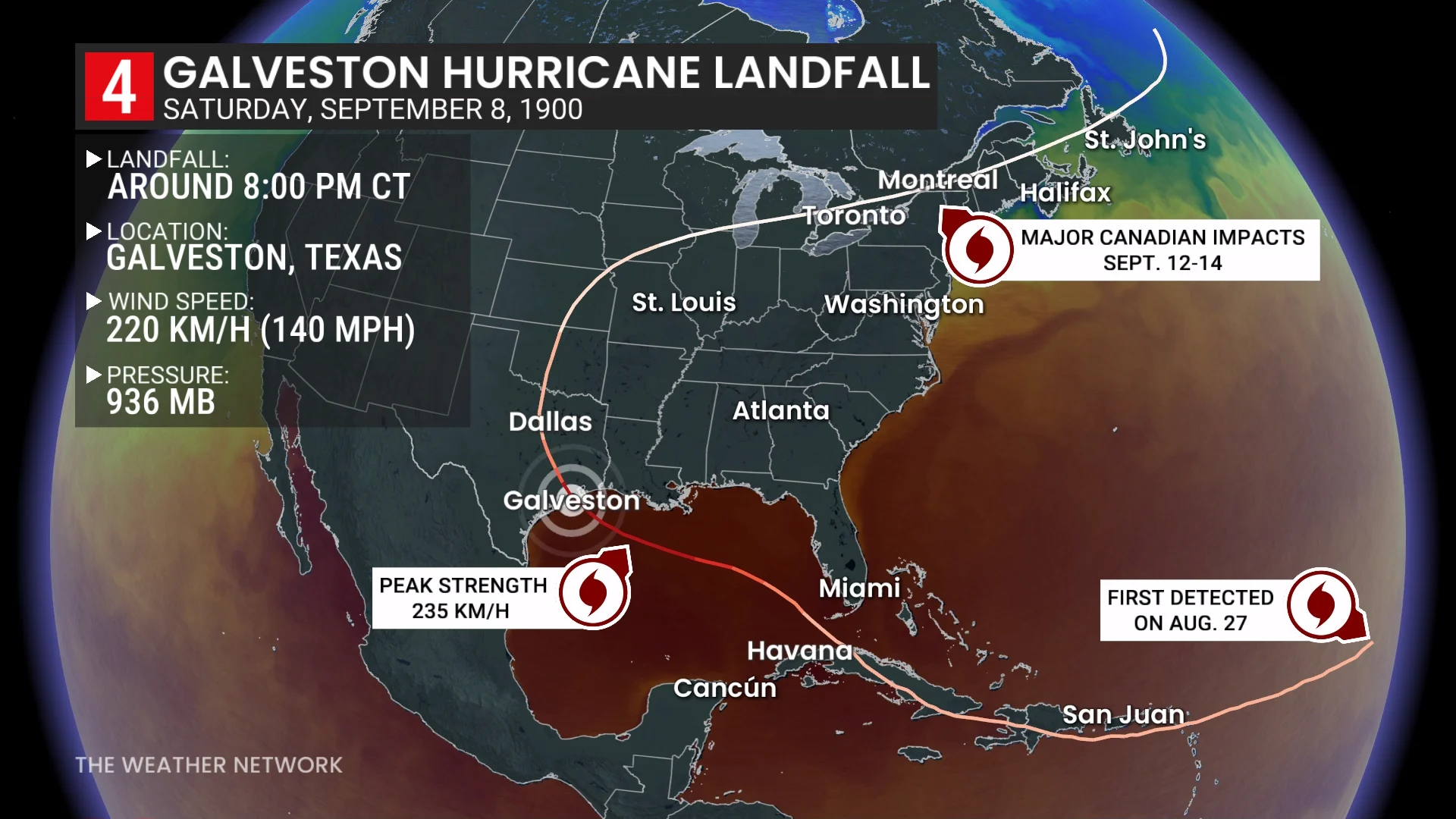 Galveston Hurricane 1900 Landfall