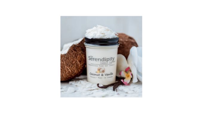 Serendipity, Coconut & Vanilla Candle, CANVA, Canadian Candles