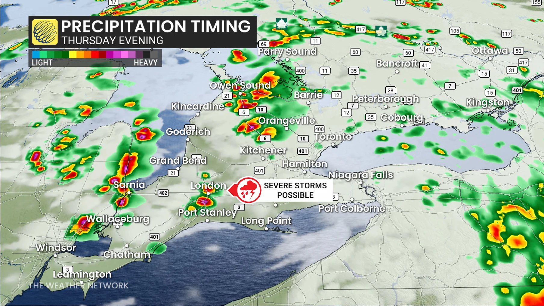 Baron - Ontario precipitation Thursday - June 25