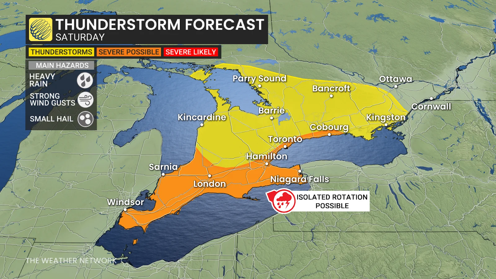 Southern Ontario Saturday severe storm risk map - April 4, 2026
