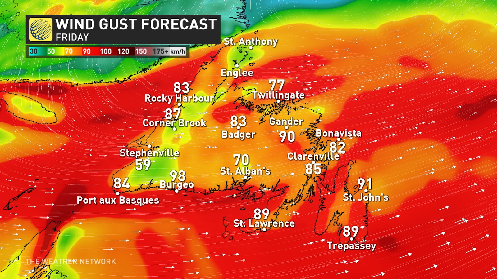 Newfoundland wind gusts
