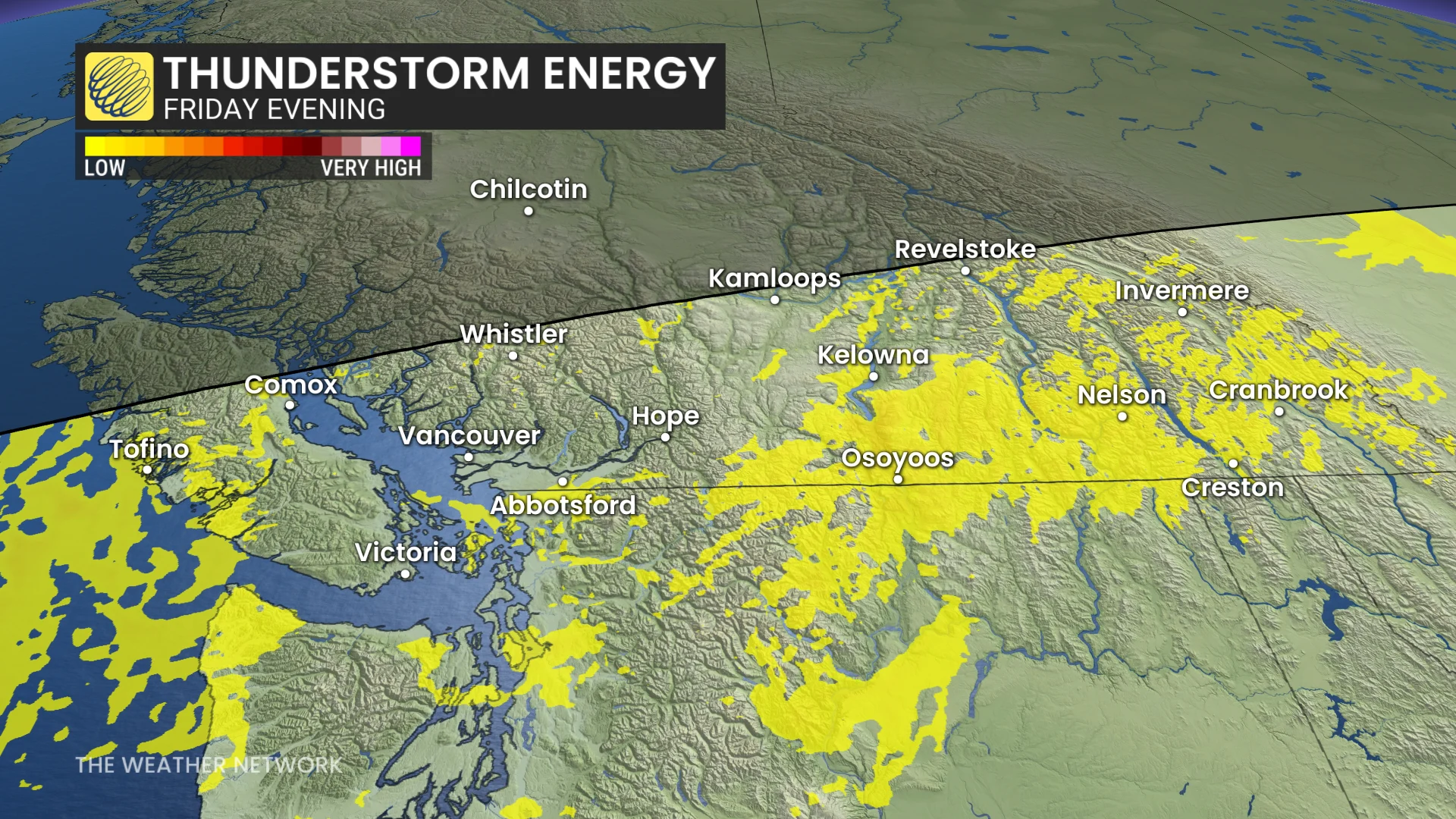 B.C. thunderstorm energy Friday evening