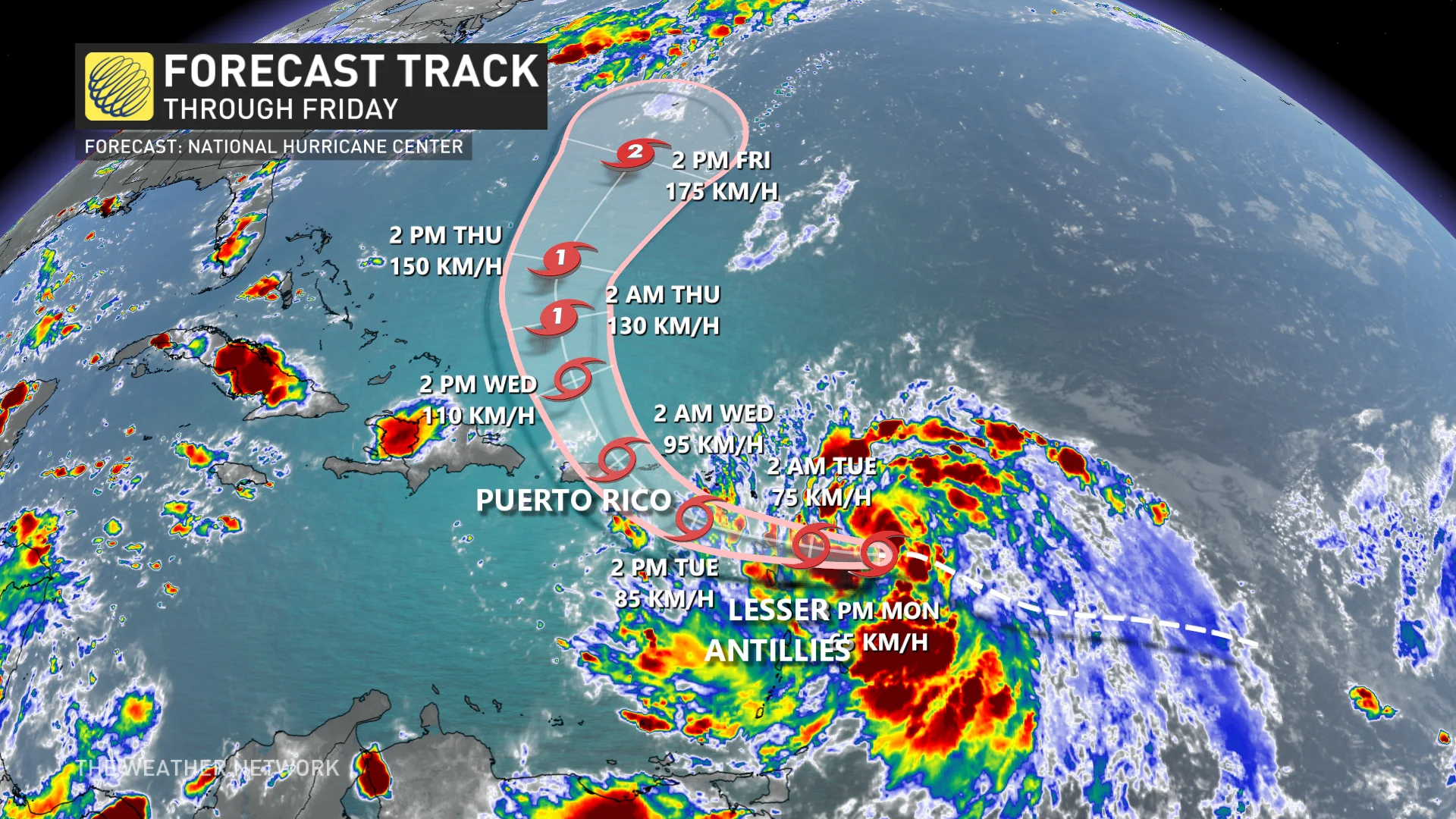 Ernesto forecast track as of Aug 12 2024