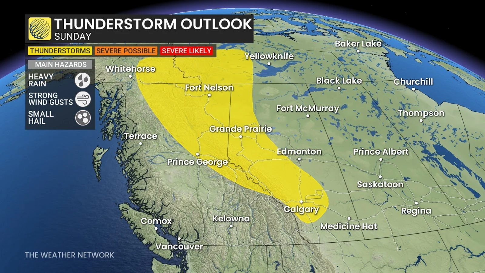 Alberta thunderstorm outlook Sunday