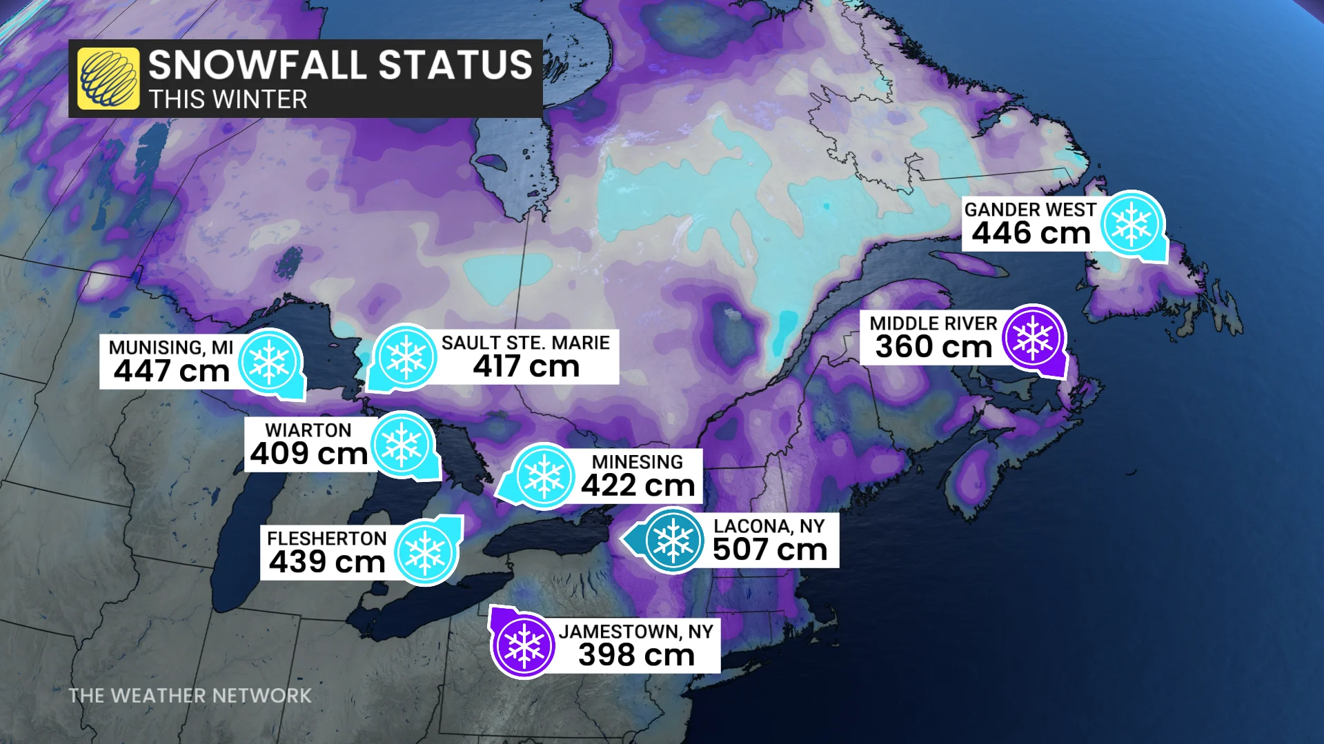 Eastern Canada Snowfall Winter 2025-2026