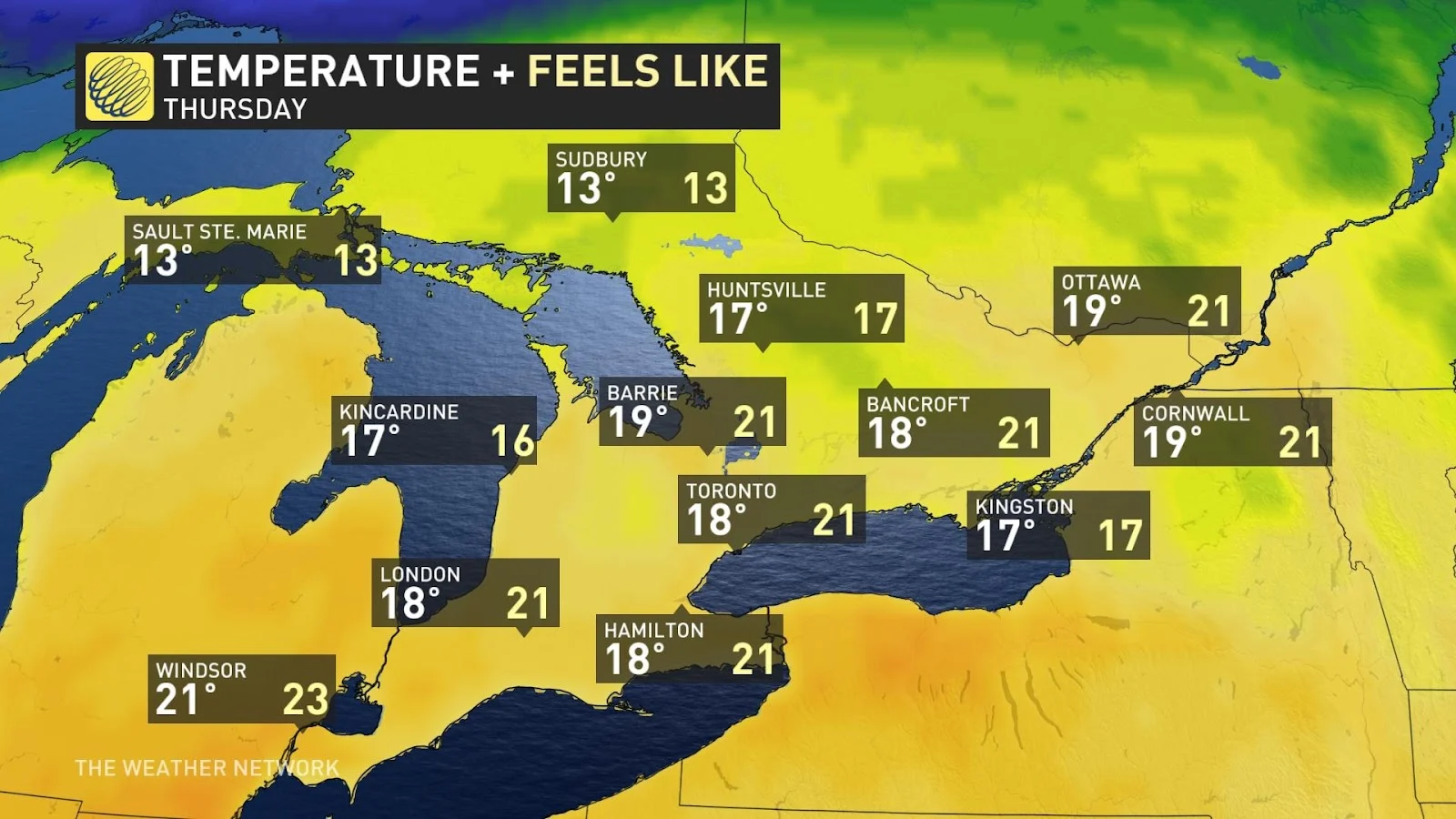 ON Thursday temps Oct 22 2023