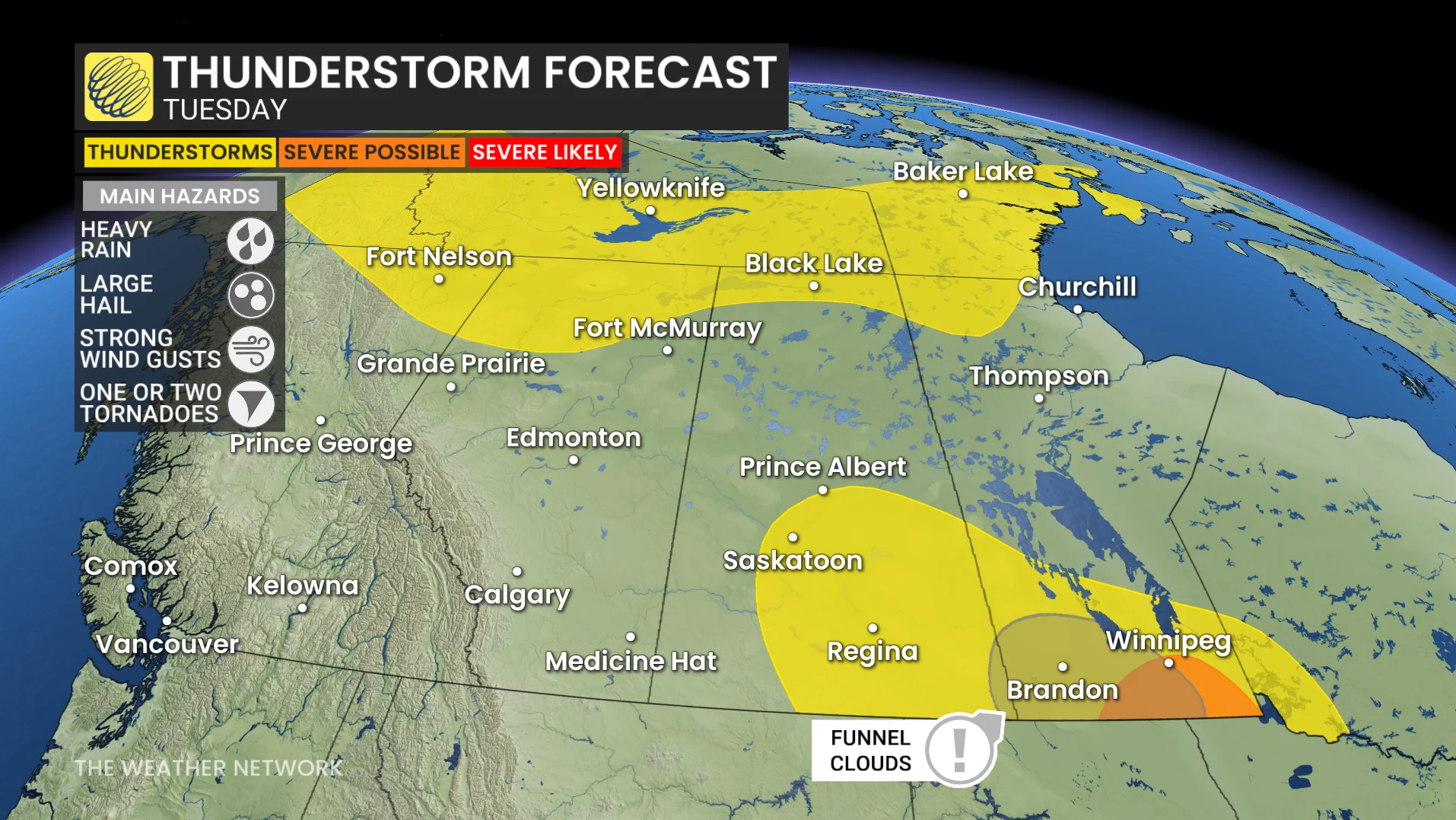 Prairies Tuesday storm risk - June 23, 2026