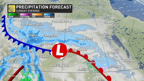 Winter returns Prairies to see snowy weekend frosty week ahead