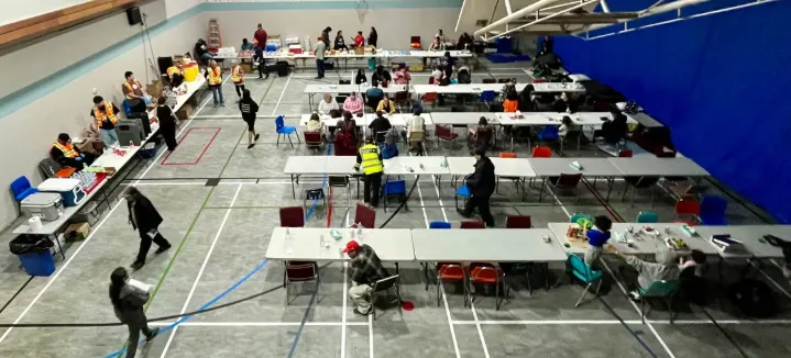 CBC: The Prince Albert Grand Council has set up an evacuation centre in Prince Albert to help people displaced by the wildfires. (Jeremy Warren/CBC)