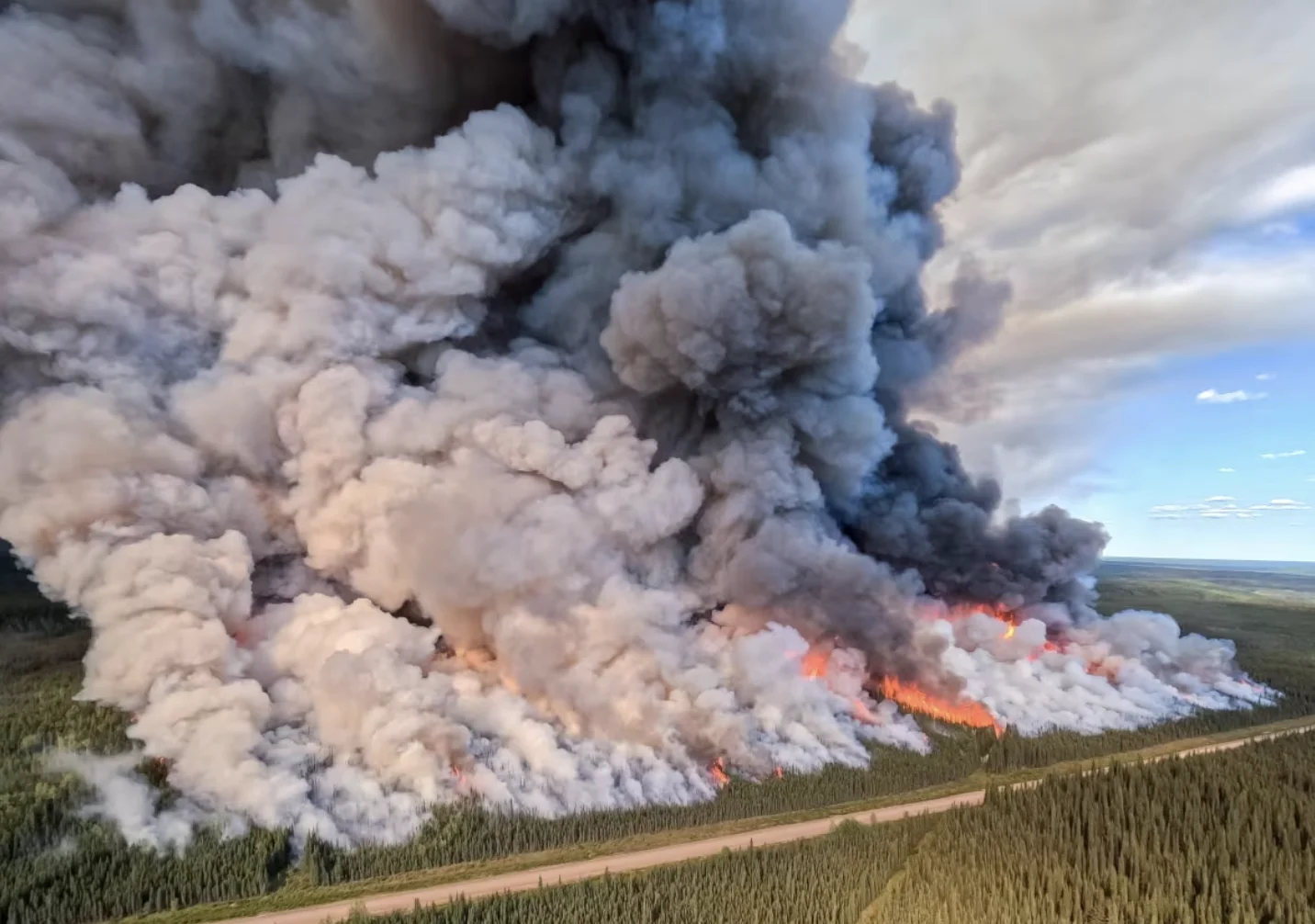 B.C. Wildfire Service: The Donnie Creek wildfire is burning north of Fort St. John, B.C. 2023. This massive blaze has scorched almost 6,000 square kilometres of land. (B.C. Wildfire Service)