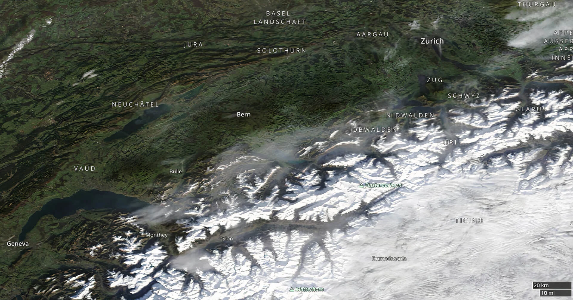 Impacts of Europe’s extreme winter heat wave visible from space