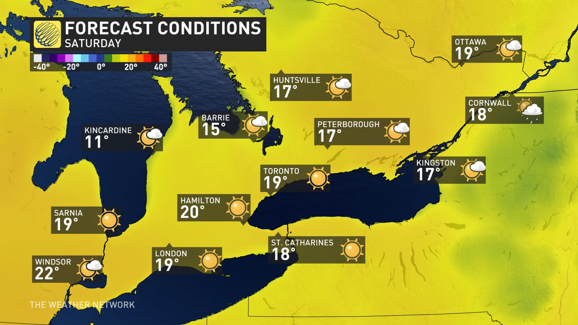 Baron - Southern Ontario temperatures Saturday
