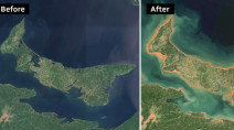 Satellite images show how Fiona's surge sucked sand off P.E.I.'s shores