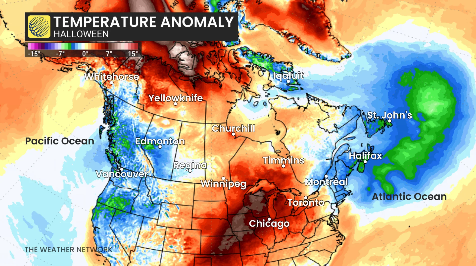 Halloween 2026 temperature anomaly Canada