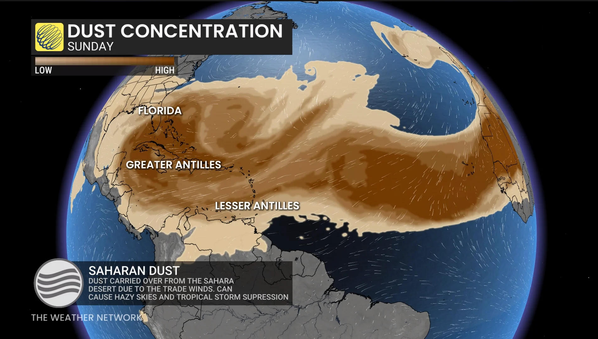 Sahara dust concentrations Sunday, July 12