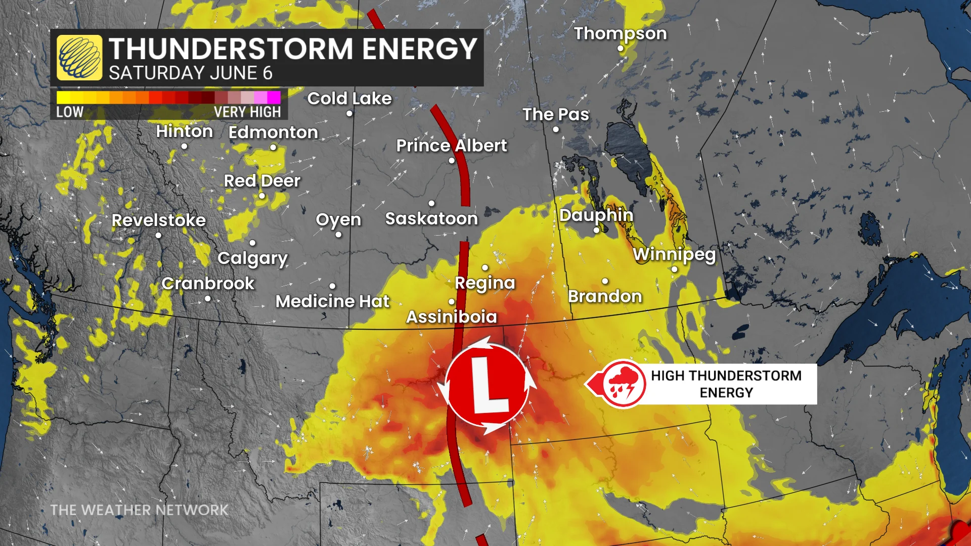 Saskatchewan thunderstorm energy Saturday