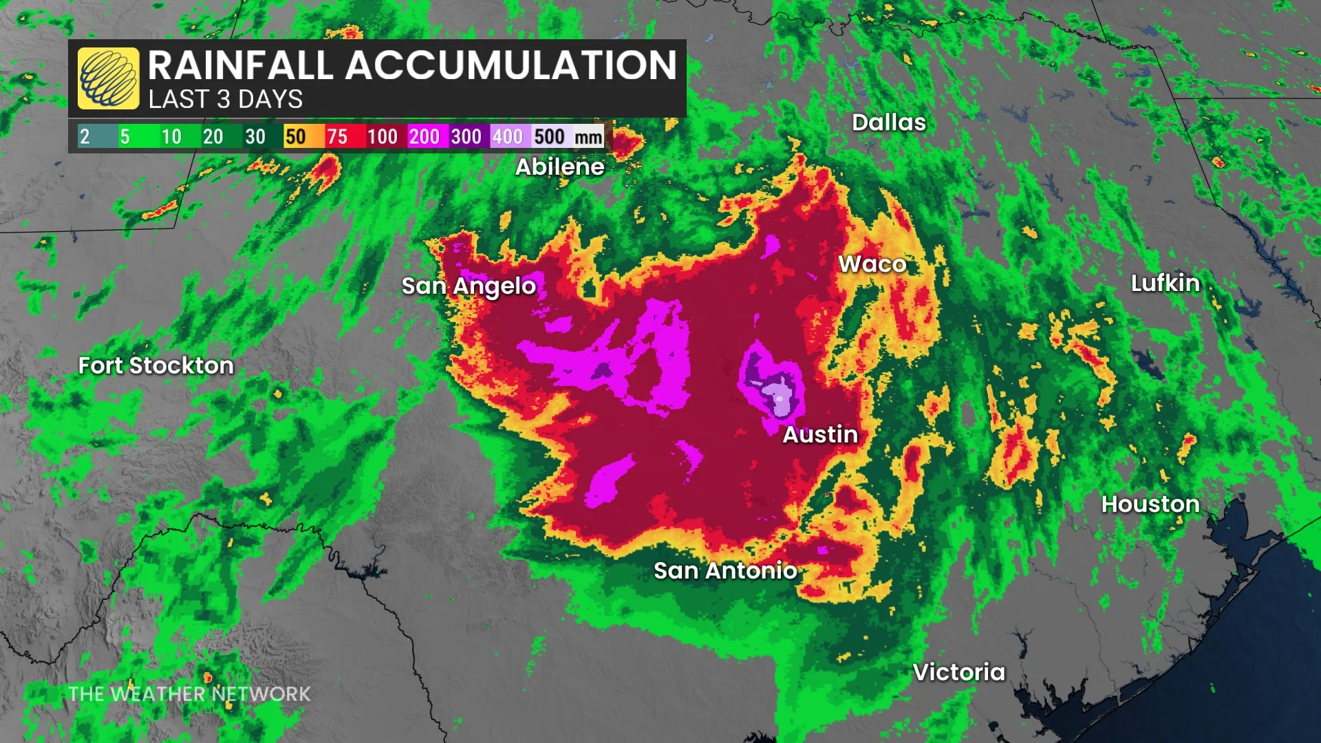 Texas rainfall amounts over the past three days (updated July 6)