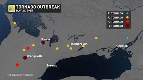 Ontario tornadoes 1985