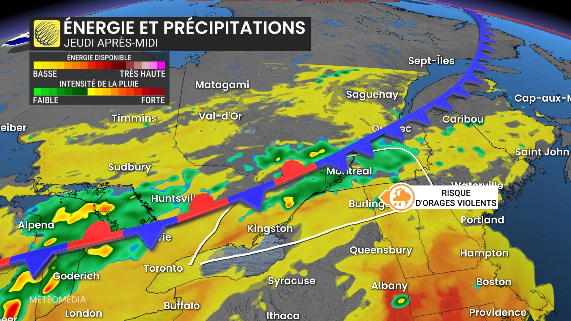 Jeudi : d'autres risques d'orages violents au Québec : voyez où