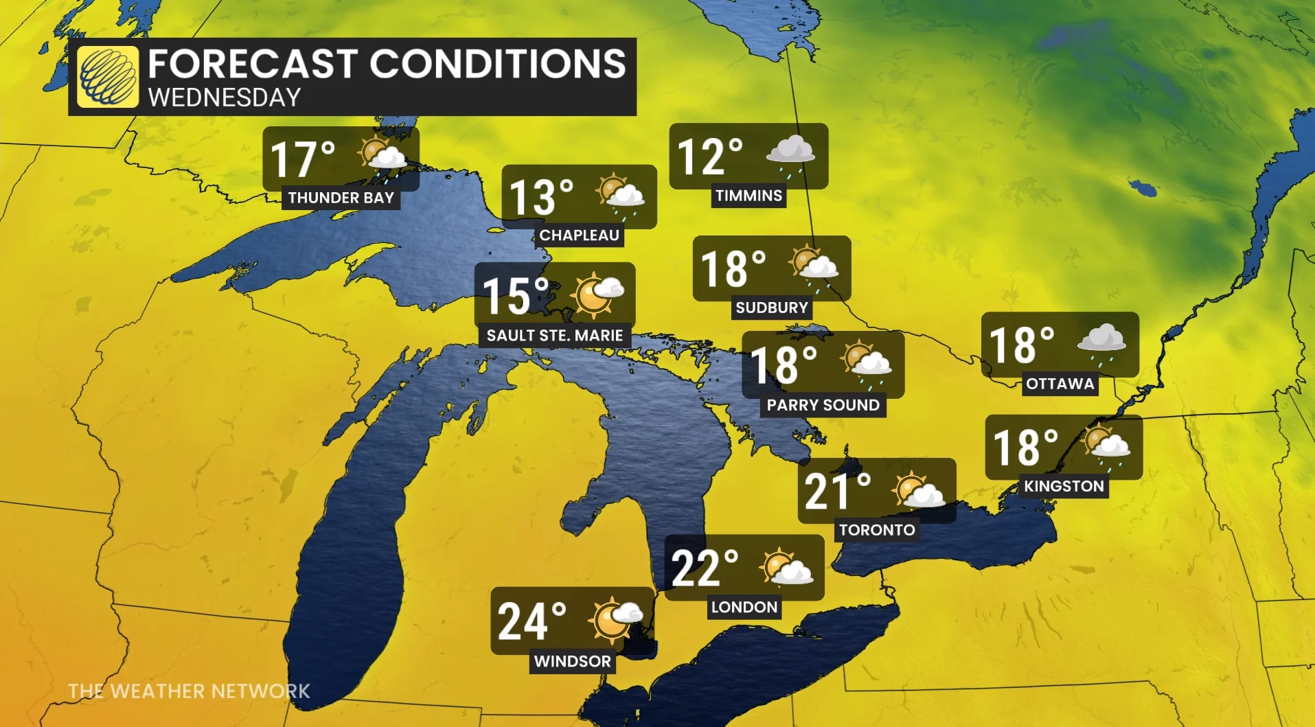 Baron - Ontario temperatures Wednesday - Oct.5