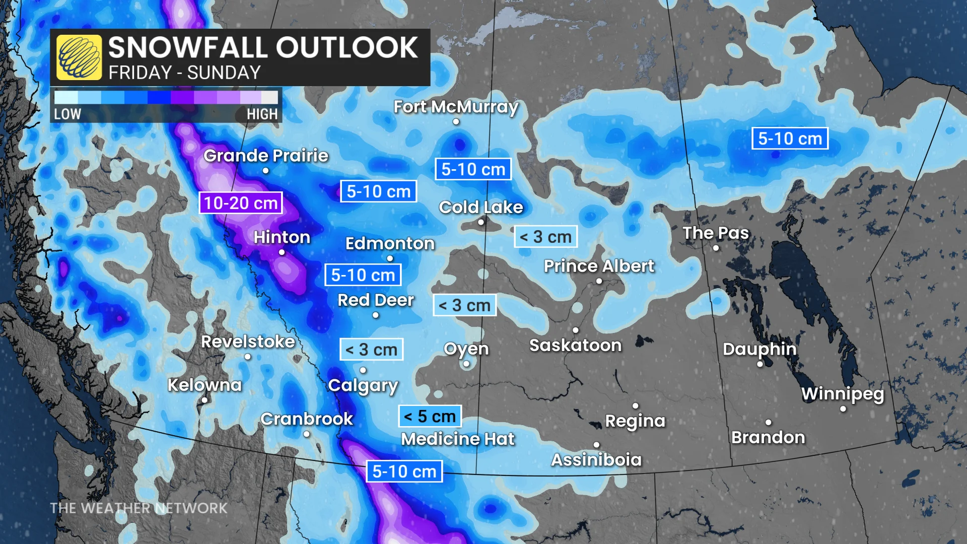 Prairies weekend snowfall outlook - Oct. 9, 2026