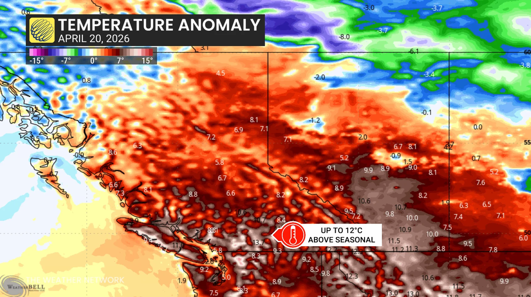 Baron - BC temperature anomaly - April 20