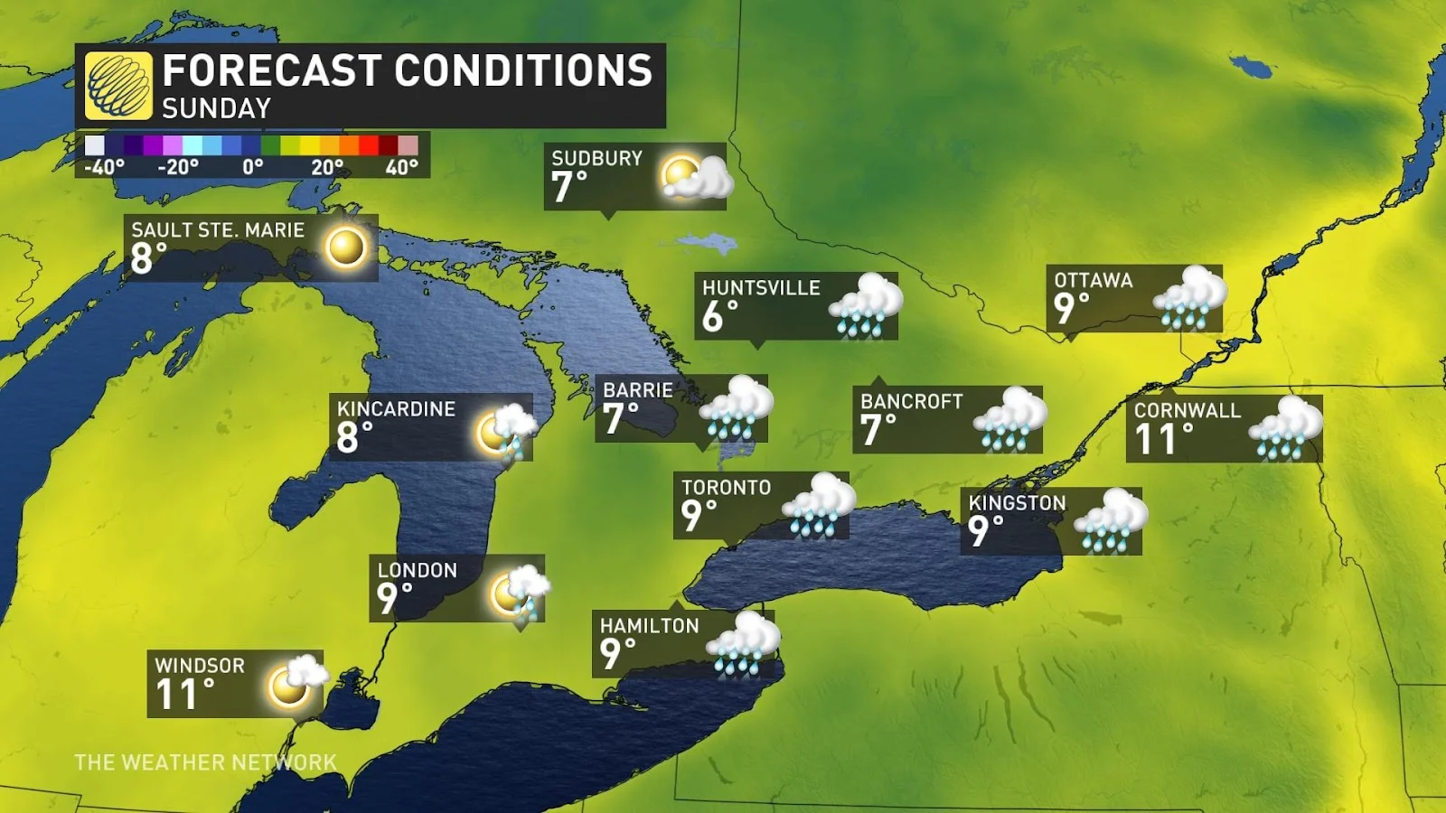Ontario Sunday highs Oct 20 2023