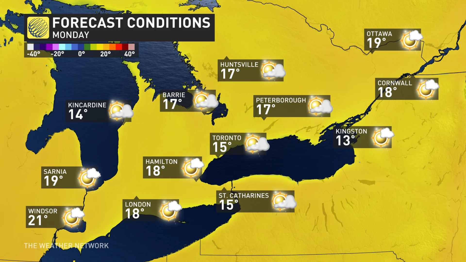 Baron - Monday temperatures in southern Ontario - April 23