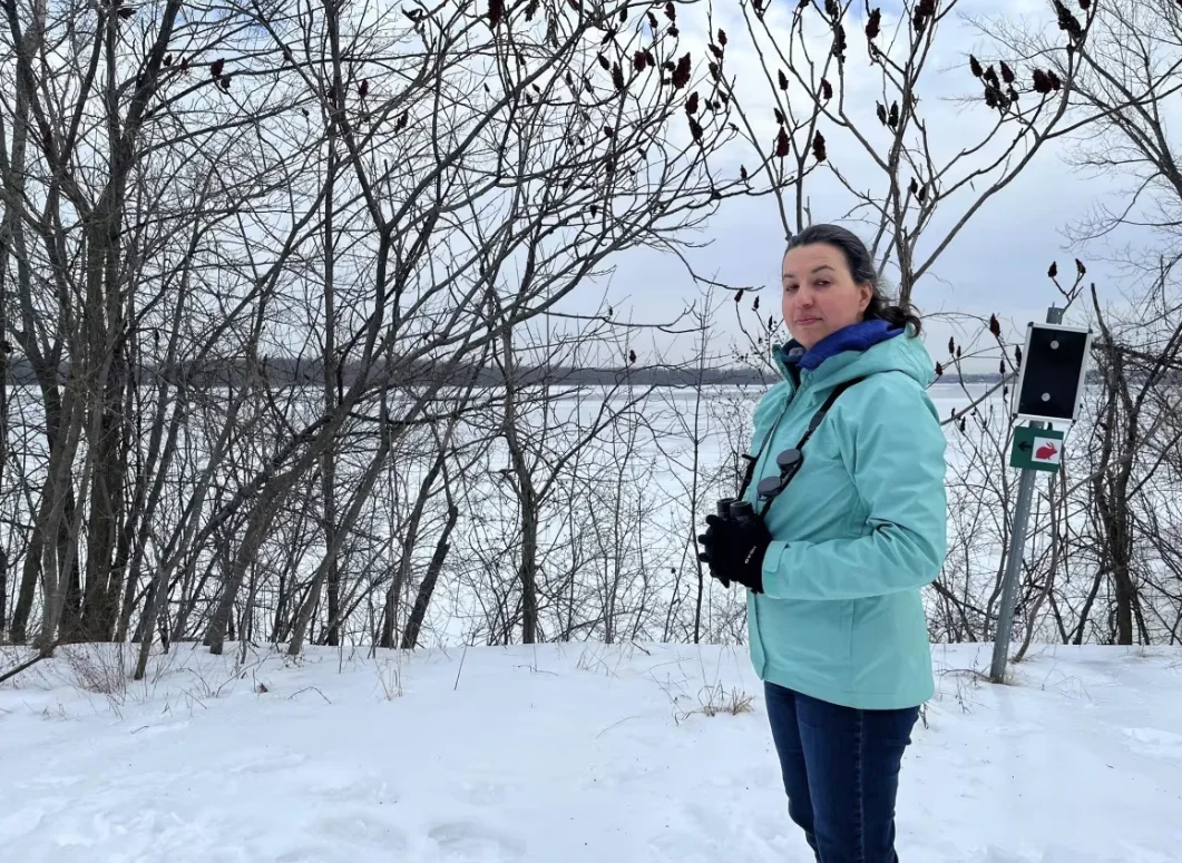 CBC: Barbara Frei, a research scientist with Environment and Climate Change Canada, is seen here at Cap-Saint-Jacques, Montreal's largest nature park and a haven for migratory birds. (Benjamin Shingler/CBC)
