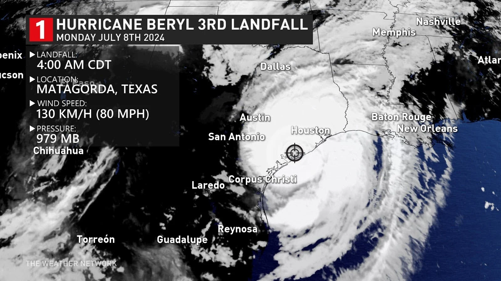 Beryl third landfall