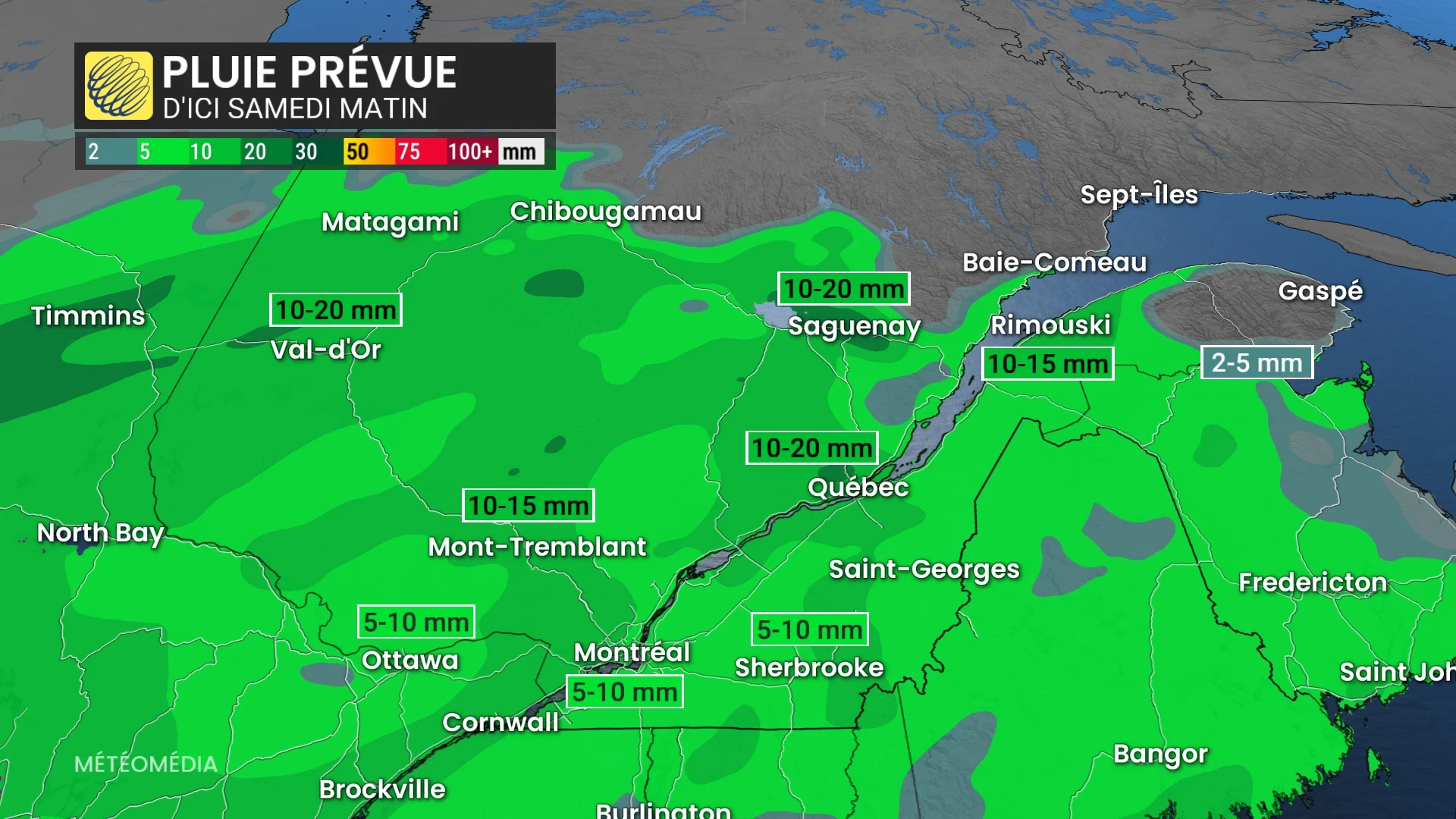 pluie prevue d'ici samedi matin