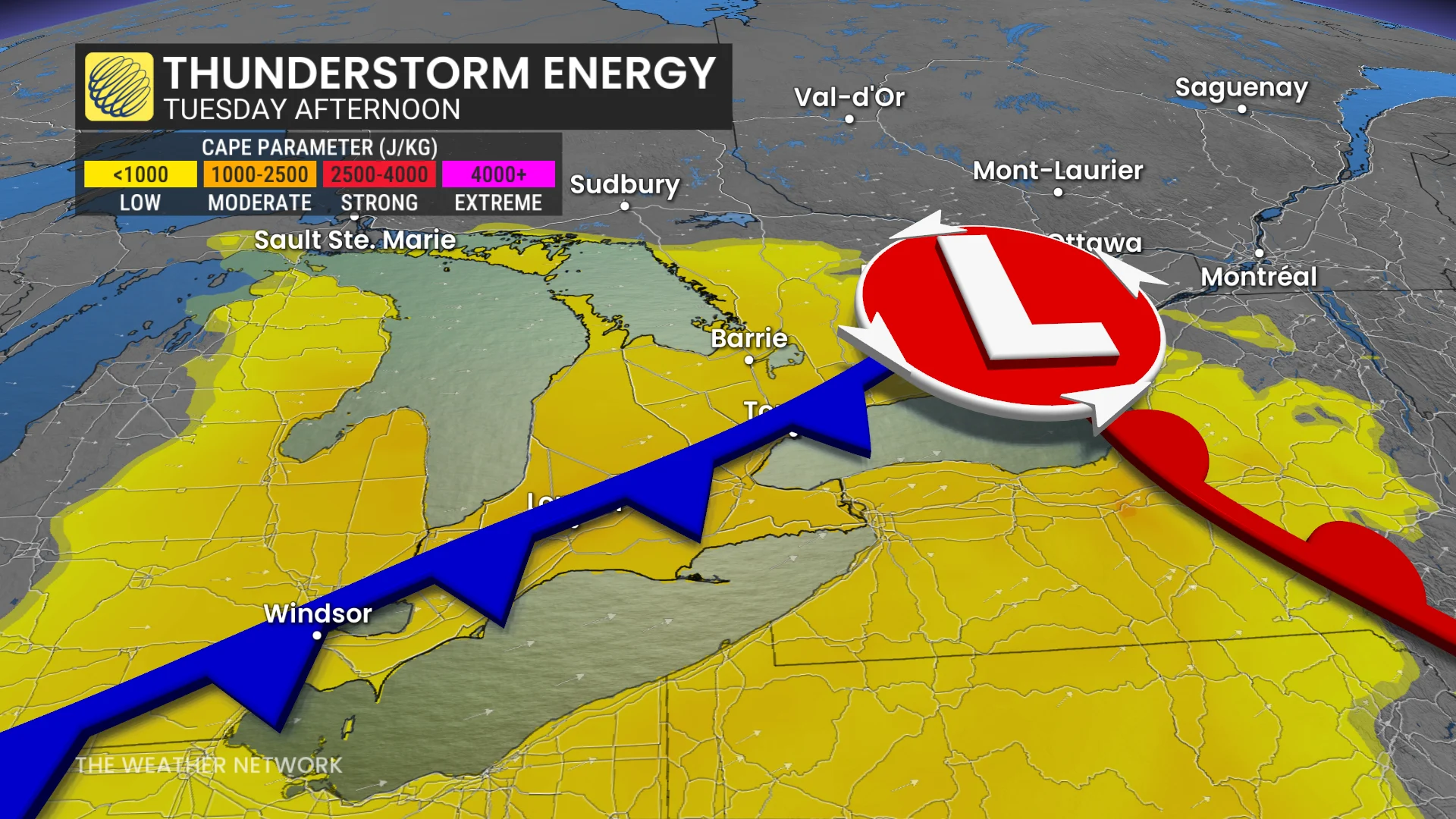 Ontario thunderstorm energy Tuesday afternoon