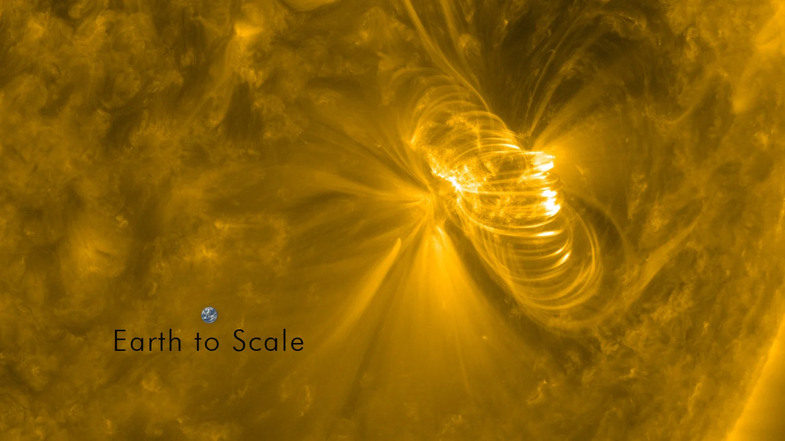 Sunspot-AR2665-coronal-loops-Earth-scale-July14-2017-NASA