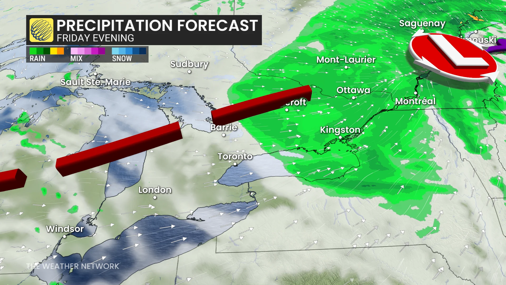 Baron - Ontario Friday evening precipitation - Oct 31